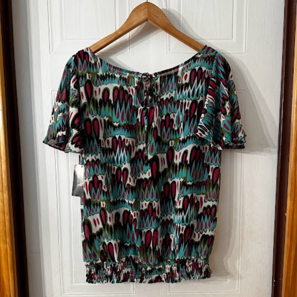 Beautiful Nicole Miller "Romantic Retro" Sheer Blouse~ Size M (B12) - Picture 5 of 8